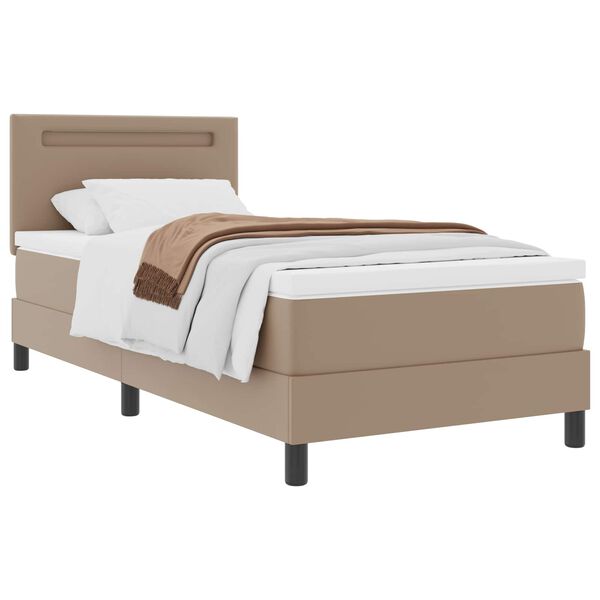 vidaXL Boxspringbett mit Matratze Cappuccino 100 x 200 cm Kunstleder