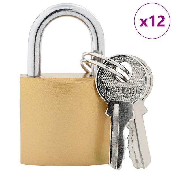 vidaXL U Schloss mit Schl&uuml;sseln 12 pcs Messing Eisen