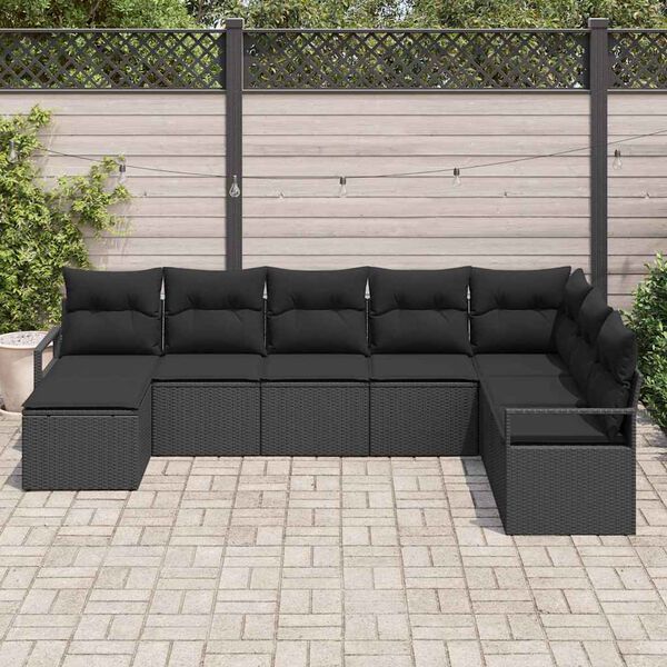 vidaXL Garten-Sofa-Set 8 pcs Schwarz Poly Rattan