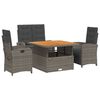 vidaXL 4-tlg. Garten-Essgruppe mit Kissen Grau Poly Rattan