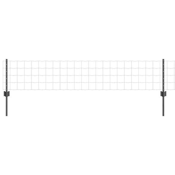 vidaXL Zaun mit Pfosten Grau 0,4 x 25 m Stahl und PVC