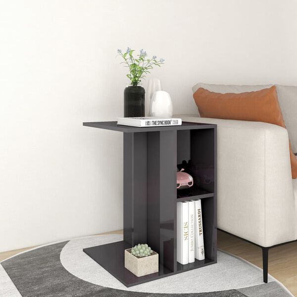 vidaXL Beistelltisch Hochglanz-Grau 60x40x45 cm Holzwerkstoff