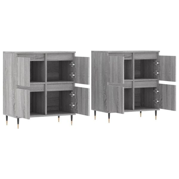 vidaXL Sideboards 2 Stk. Grau Sonoma Holzwerkstoff