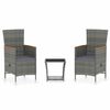 vidaXL 3-tlg. Garten-Lounge-Set mit Kissen Poly Rattan Grau