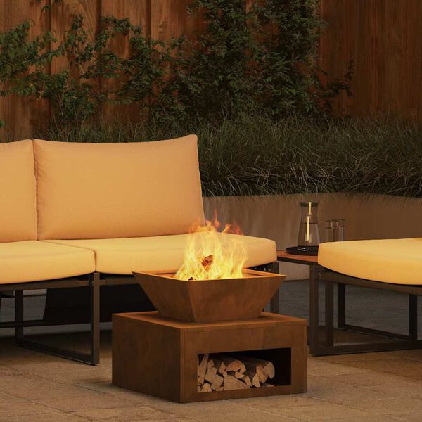 vidaXL Feuerstelle Rostig 50 x 50 x 40 cm Wetterfeststahl