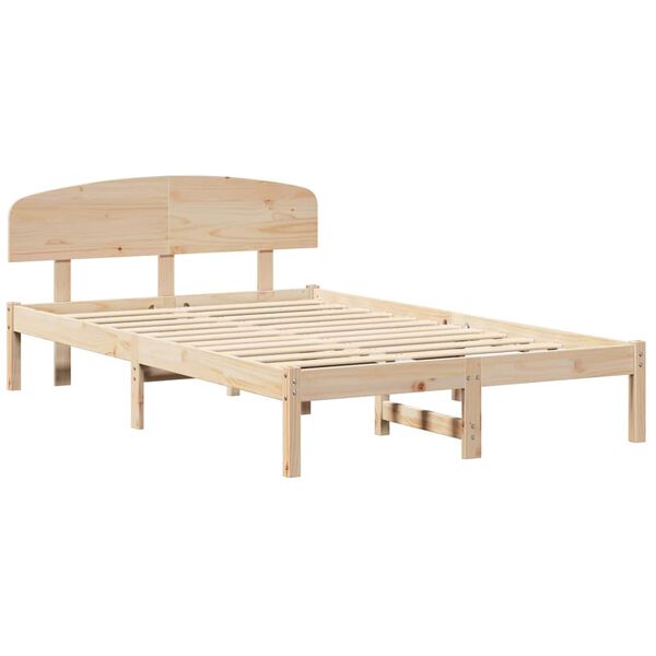 vidaXL Bettrahmen mit Kopfteil Natur 120 x 190 cm Massives Kiefernholz