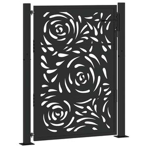 vidaXL Gartentor Schwarz 100x125 cm Stahl Flammendesign