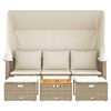 vidaXL Outdoor-Sofa 3-Sitzer mit Dach und Hockern Beige Poly Rattan