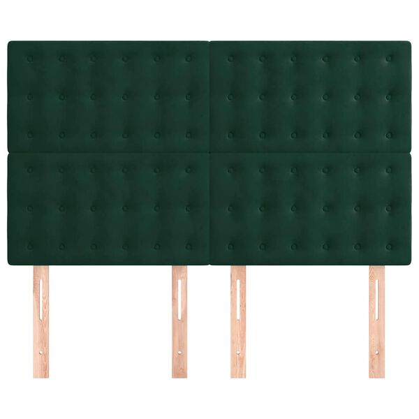 vidaXL Kopfteil Dunkelgr&uuml;n 144x5x118/128 cm Samt