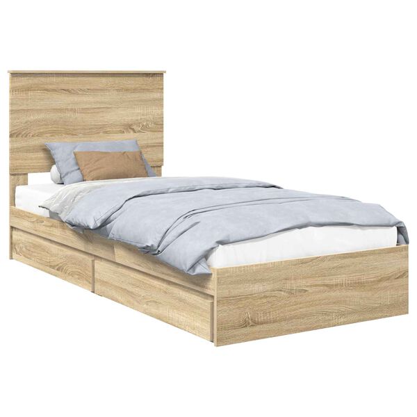vidaXL Aufbewahrungsbett Sonoma-Eiche 75 x 190 cm Holzwerkstoff