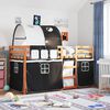 vidaXL Etagenbett mit Vorh&auml;ngen Wei&szlig; & Schwarz 75x190 cm Kiefernholz
