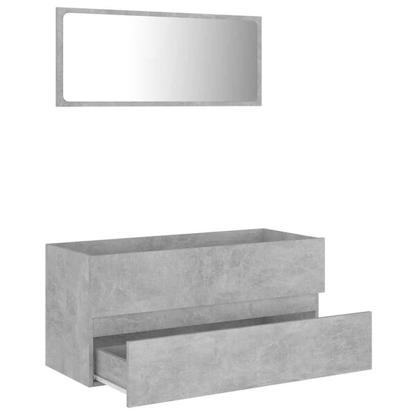 vidaXL 2-tlg. Badm&ouml;bel-Set Betongrau Holzwerkstoff