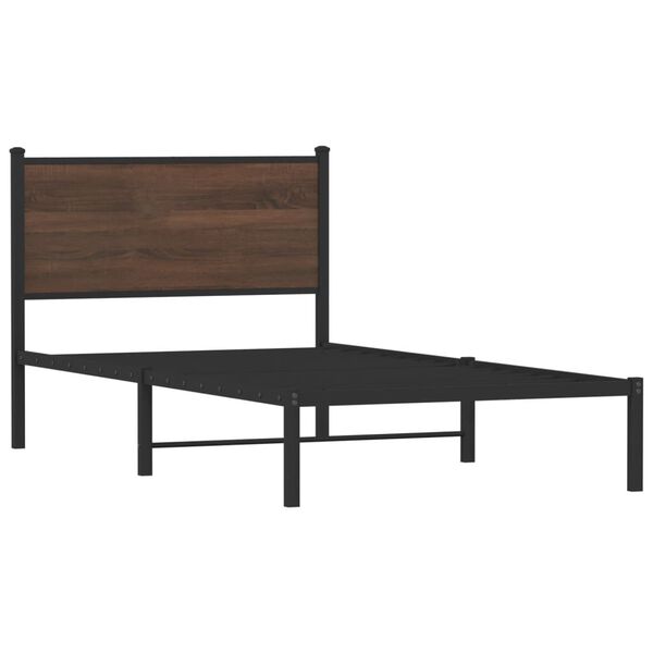 vidaXL Metallbett ohne Matratze Braun Eichen-Optik 107x203 cm