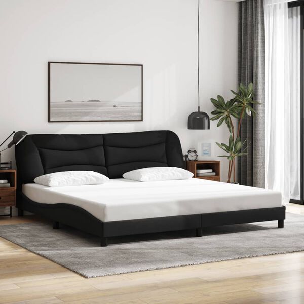 vidaXL Bettgestell mit LED ohne Matratze "Hvar" Schwarz 200x200 cm Stoff
