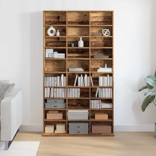 vidaXL CD Regal mit Regal Altholz 101 x 23 x 177,5 cm Holzwerkstoff