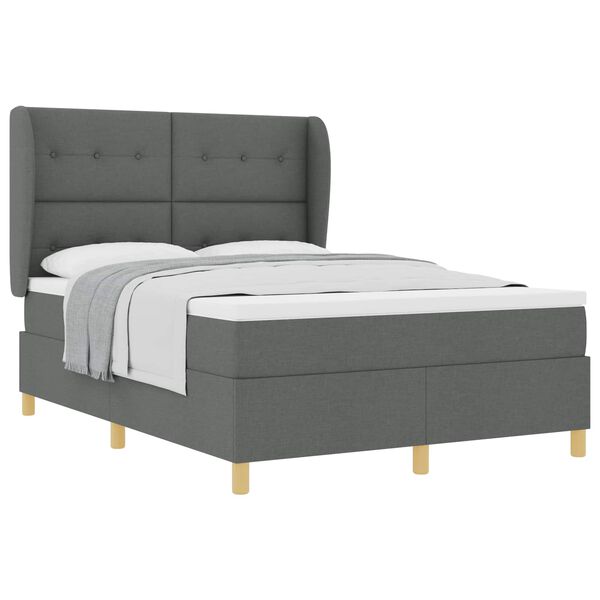 vidaXL Boxspringbett mit Matratze Dunkelgrau 200 x 140 cm Stoff