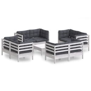 vidaXL 9-tlg. Garten-Lounge-Set mit Anthrazit Kissen Kiefernholz