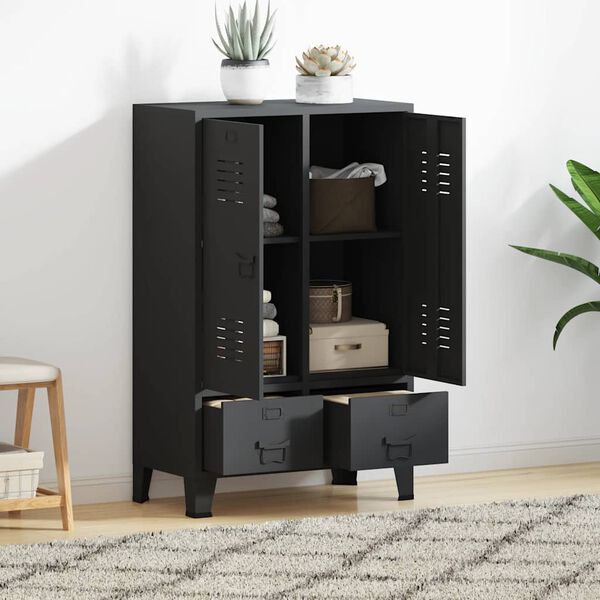 vidaXL Kleiderschrank Metall Industrie-Stil 67 x 35 x 107 cm Schwarz
