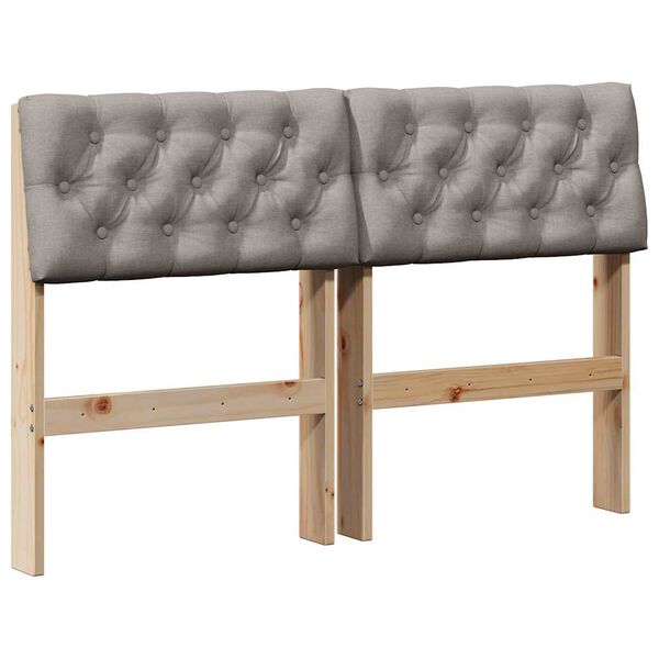 vidaXL Gepolstertes Kopfteil Taupe 120 cm Massives Kiefernholz