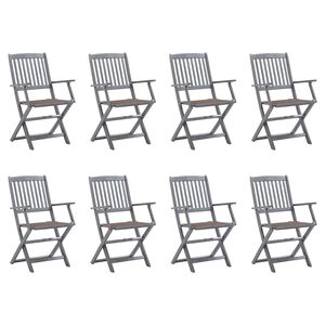 vidaXL Klappbare Gartenst&uuml;hle 8 Stk. mit Kissen Massivholz Akazie