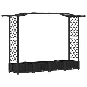 vidaXL Hochbeet mit Rankgitter und Dach Schwarz 207 x 40 x 123 cm PP