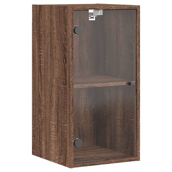 vidaXL Wandschrank mit Glast&uuml;ren Braun Eichen-Optik 35x37x68,5 cm
