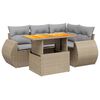 vidaXL 5-tlg. Garten-Sofagarnitur mit Kissen Beige Poly Rattan