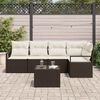 vidaXL Garten-Sofa-Set mit Kissen mit Speicher 6 pcs Braun und Creme