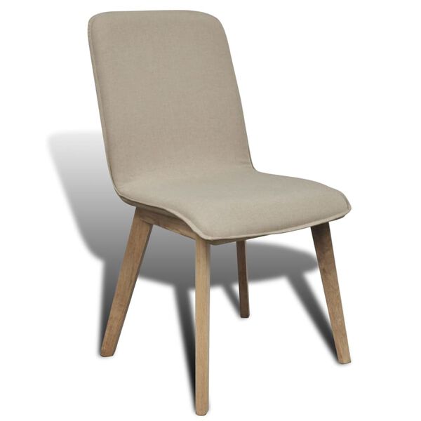 vidaXL Esszimmerst&uuml;hle 4 Stk. Beige Stoff und Massivholz Eiche