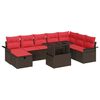 vidaXL Garten-Sofa-Set mit Kissen mit Speicher 9 pcs Braun Poly Rattan