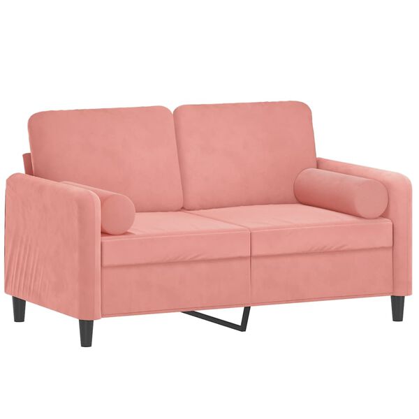 vidaXL 2-Sitzer-Sofa mit Kissen Rosa 120 cm Samt