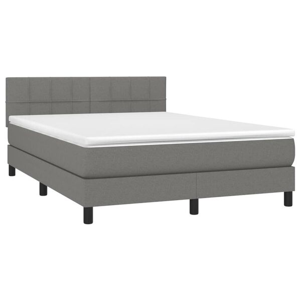 vidaXL Boxspringbett mit Matratze Dunkelgrau 140x200 cm Stoff