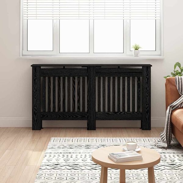 vidaXL Heizk&ouml;rperabdeckung Schwarz Eichen-Optik 152 x 19 x 81,5 cm
