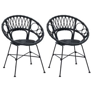 vidaXL Esszimmerstuhl 2 pcs Schwarz 49 x 51 x 81 cm Rattan und Eisen