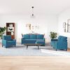 vidaXL 4-tlg. Sofagarnitur mit Kissen Blau Samt