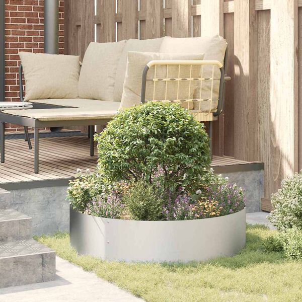 vidaXL Pflanzenring Silber 80 x 80 x 20 cm Verzinkter Stahl