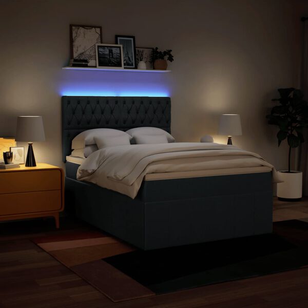 vidaXL Boxspringbett mit Matratze Blau 140x200 cm Stoff