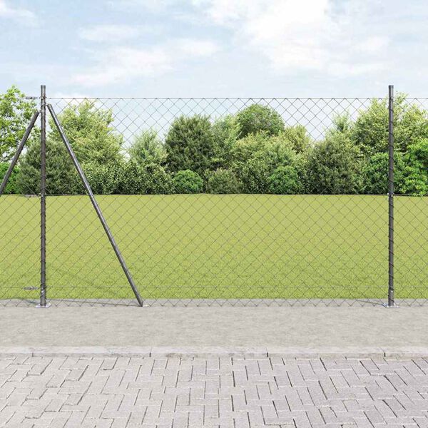 vidaXL Zaunpfosten Grau 25 x 1,4 m (60 x 60 mm Gitter) Stahl und PVC