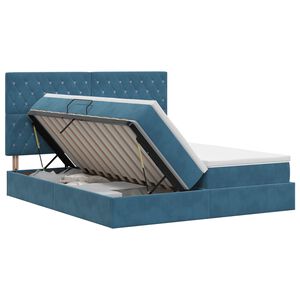 vidaXL Aufbewahrungsbett mit Kopfteil Dunkelblau 200 x 200 cm Samt