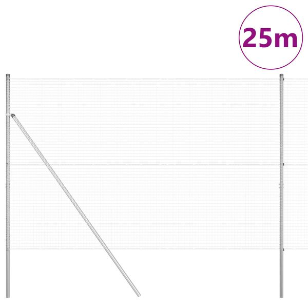 vidaXL Zaunpfosten Silber 25 x 1,5 m (25 x 25 mm Maschendraht) Stahl