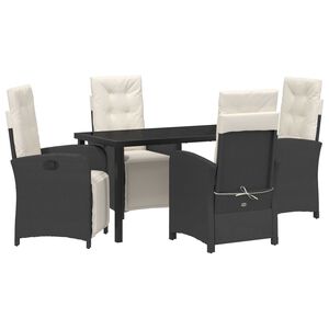 vidaXL Garten Essgruppe mit Kissen 5 pcs Schwarz Poly-Rattan