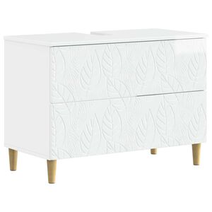 vidaXL Waschbeckenschrank DELFT Hochglanz Wei&szlig; 82 x 41 x 59 cm