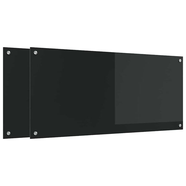 vidaXL Küchenrückwand 2 pcs Schwarz 110 x 50 cm Gehärtetes Glas