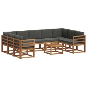 vidaXL Outdoor-Sofagarnitur mit Kissen 10 pcs Natur und Anthrazit