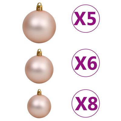 vidaXL Künstlicher Weihnachtsbaum Beleuchtung & Kugeln Rot 150 cm