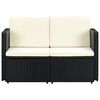 vidaXL 2-Sitzer-Gartensofa mit Auflagen Schwarz Poly Rattan