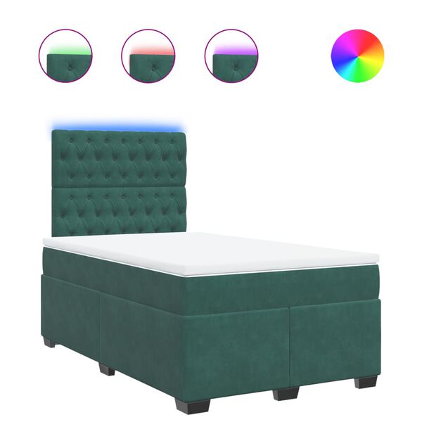 vidaXL Boxspringbett mit Matratze Dunkelgr&uuml;n 120x190 cm Samt