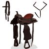 vidaXL Western-Sattel, Halfter & Brustblatt Echtleder 16" Braun