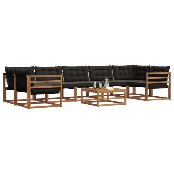 vidaXL Outdoor-Sofagarnitur mit Kissen 8 pcs Nat&uuml;rlich und Schwarz