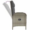vidaXL 2-tlg. Garten-Essgruppe mit Kissen Grau Poly Rattan